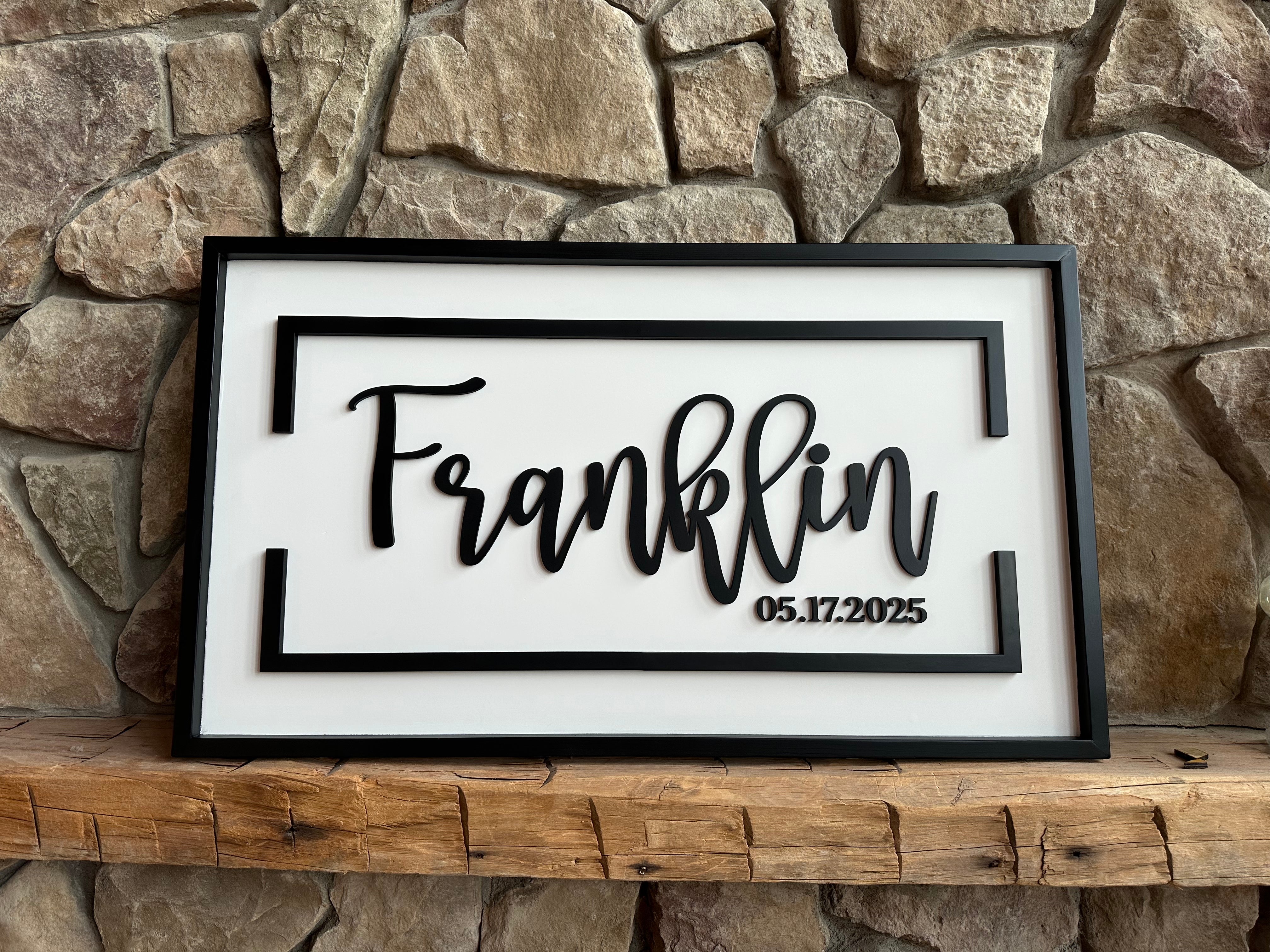 🖤 Bold Framed Wedding Sign – “Franklin” 20x36"