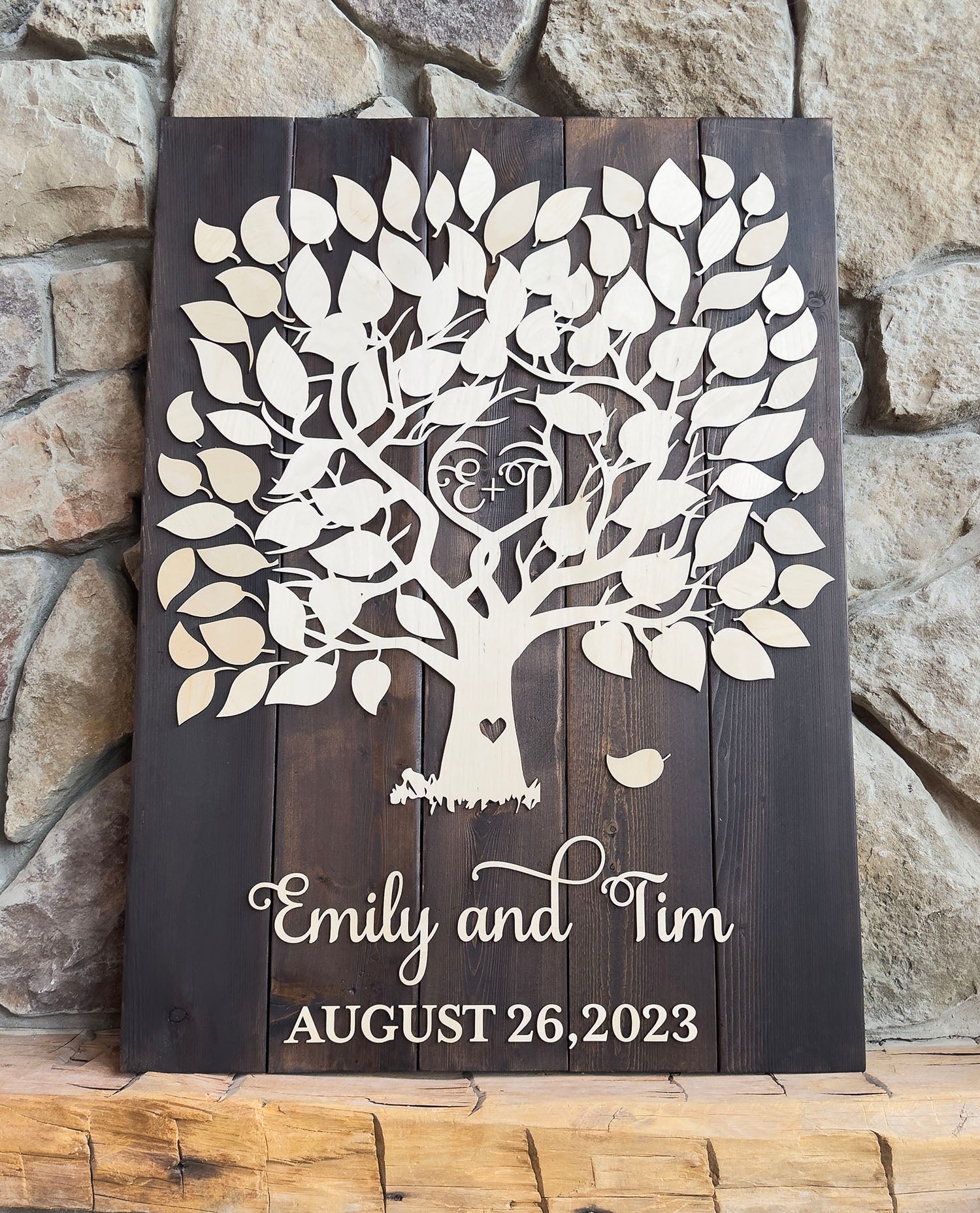Family Tree Wood Guestbook Alternative