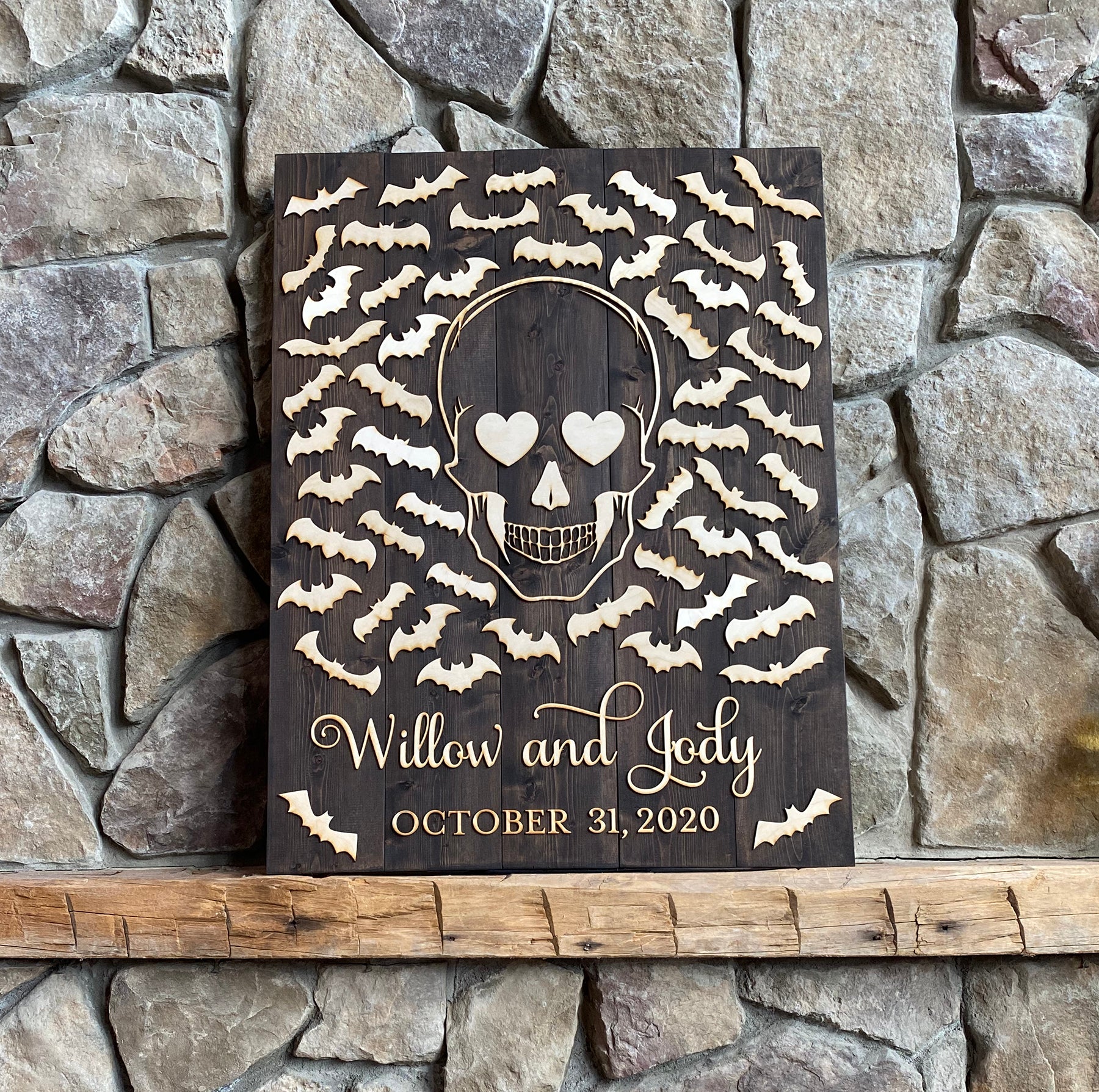 Halloween Inspired Wood Guestbook Alternative