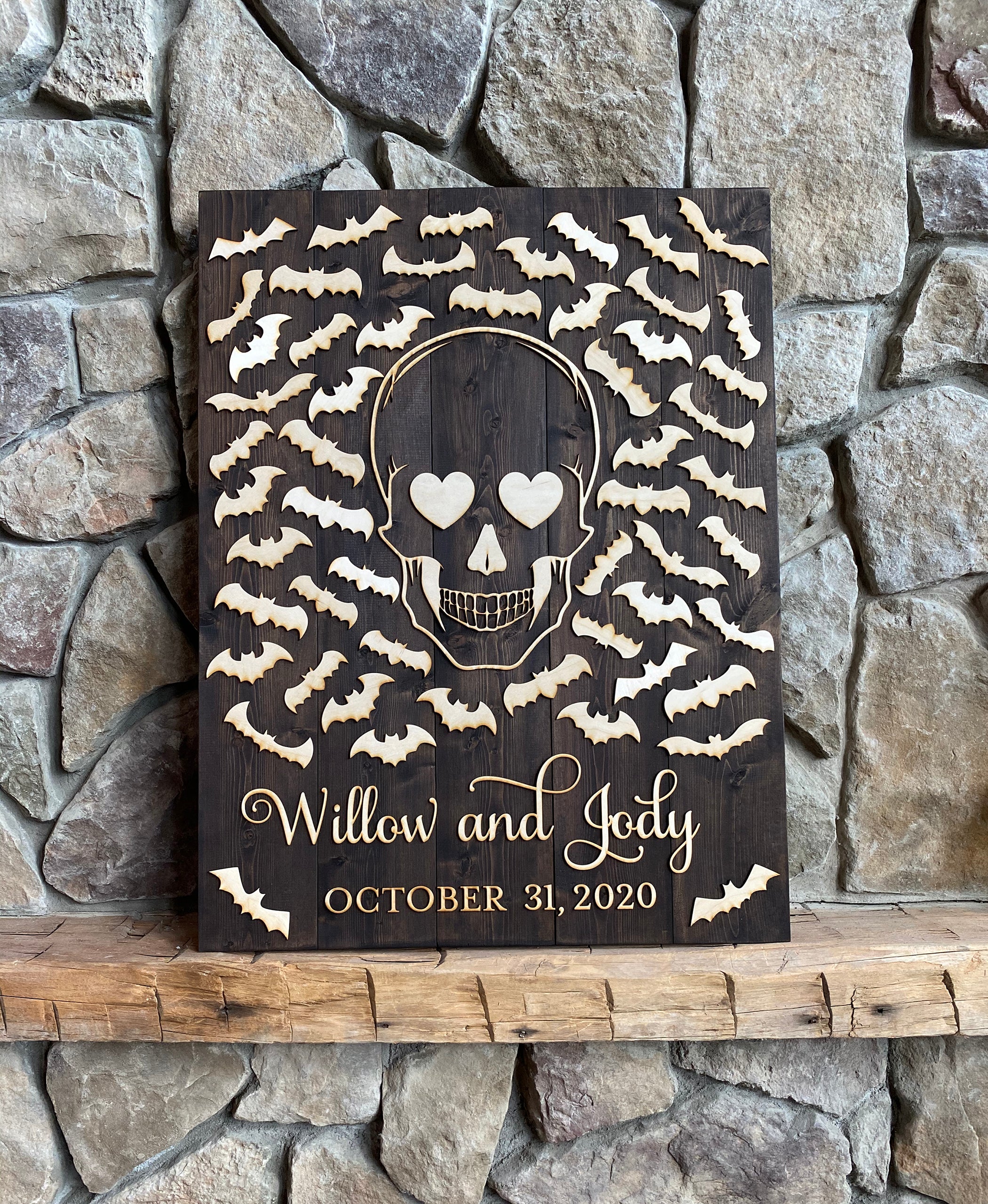 Halloween Inspired Wood Guestbook Alternative