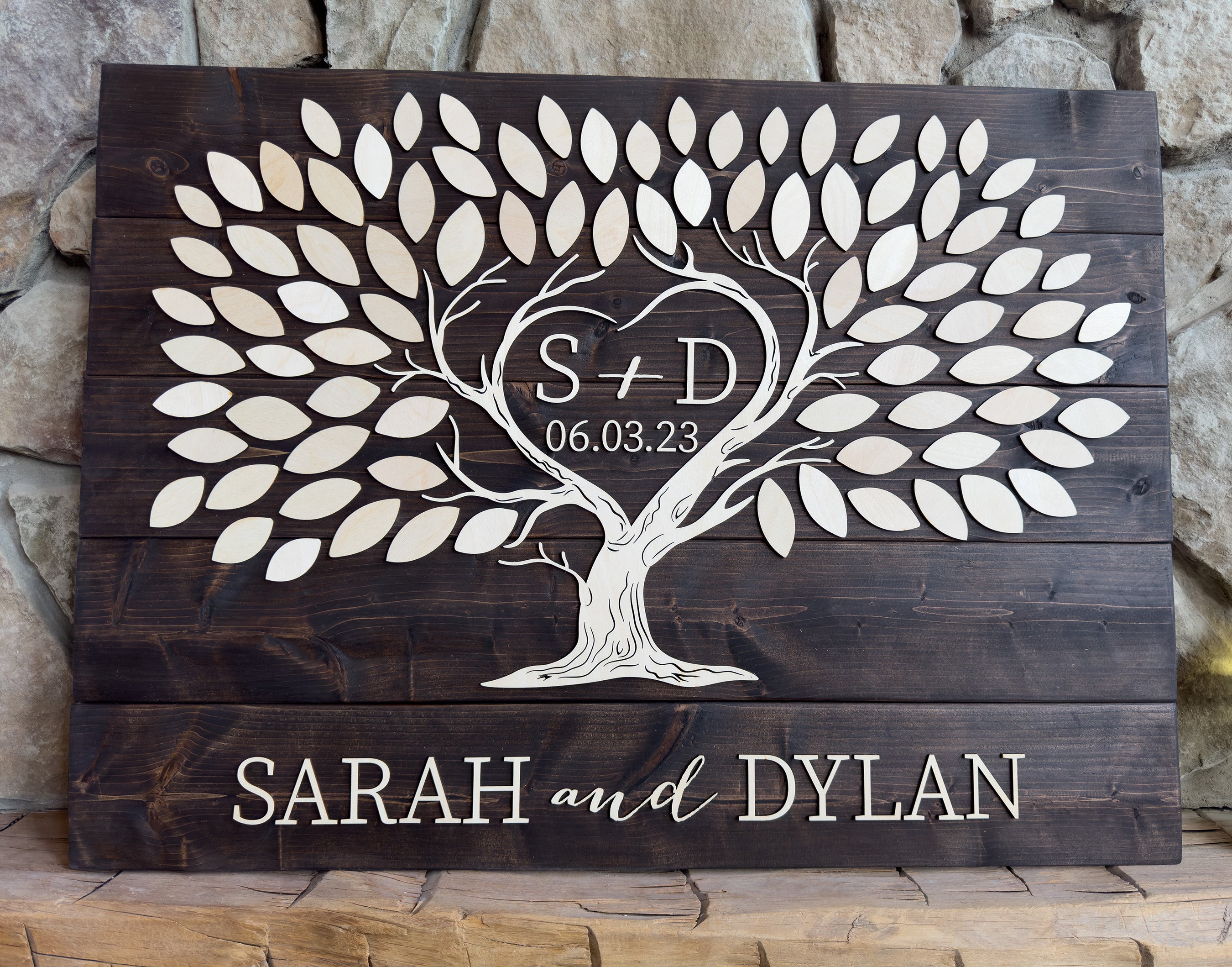 Family Tree Wood Guestbook Alternative Design 2 Horizontal