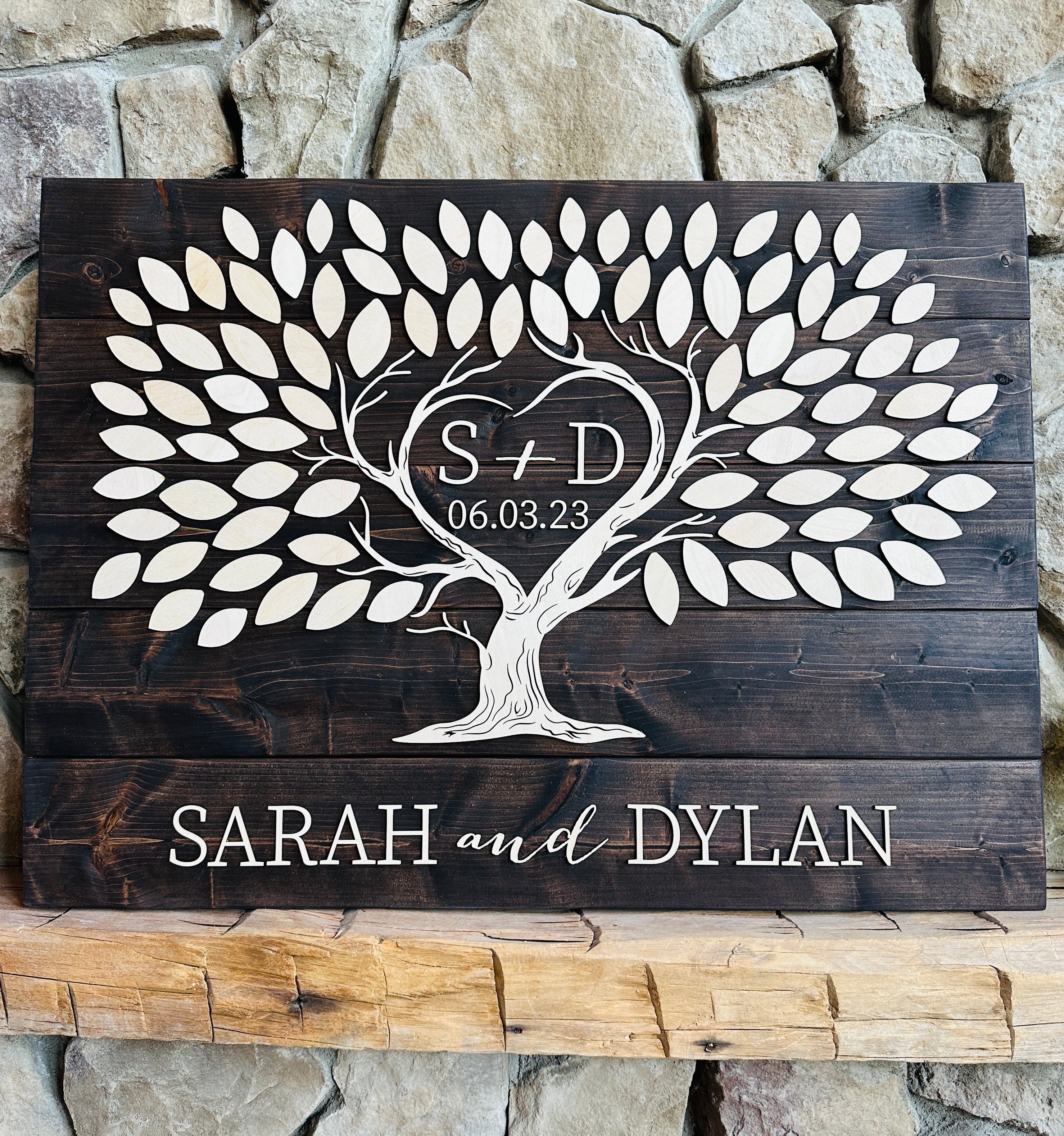 Family Tree Wood Guestbook Alternative Design 2 Horizontal