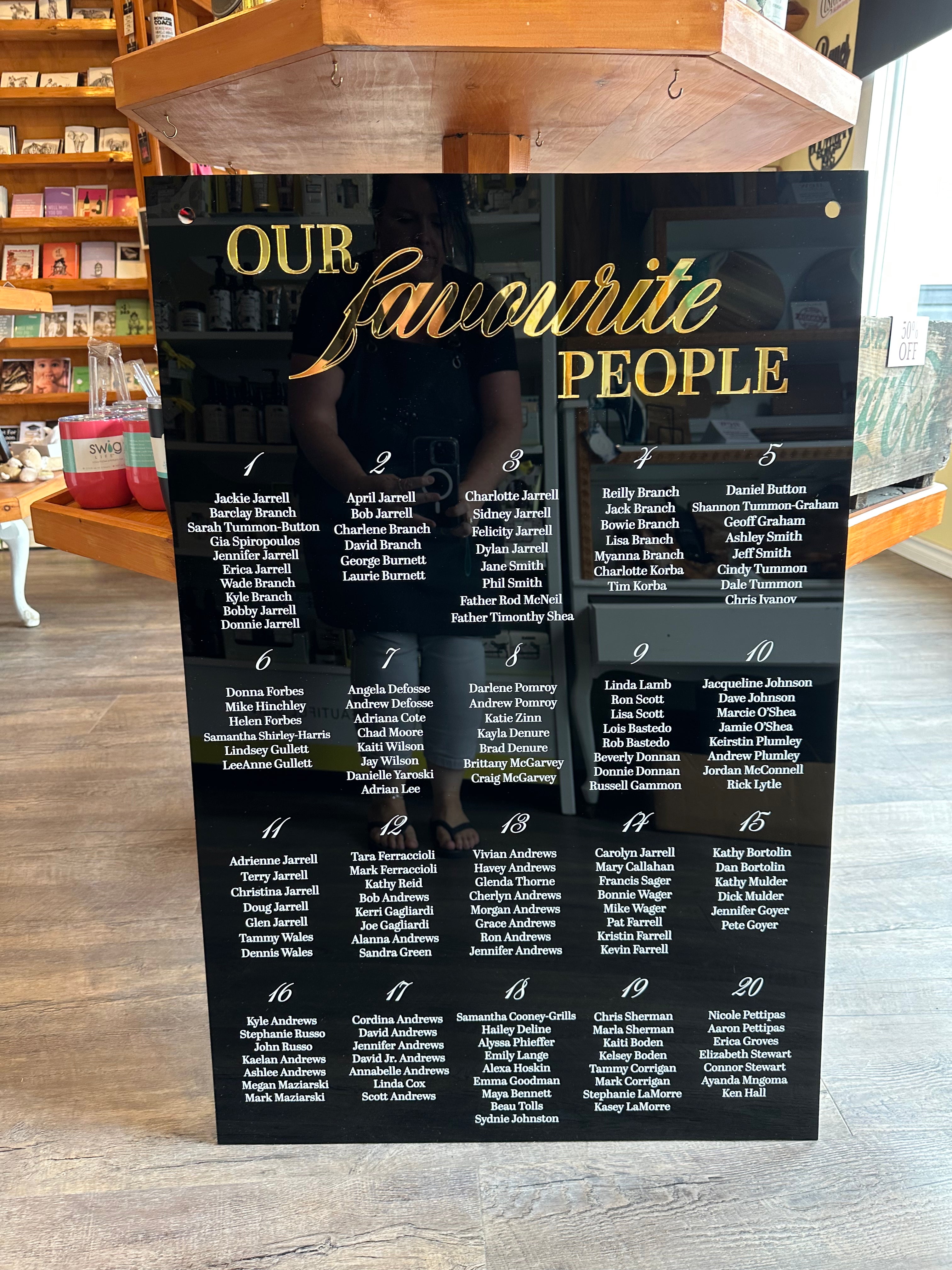 ✨ “Our Favourite People” 3D Acrylic Seating Chart — 24x36 Custom Wedding Sign