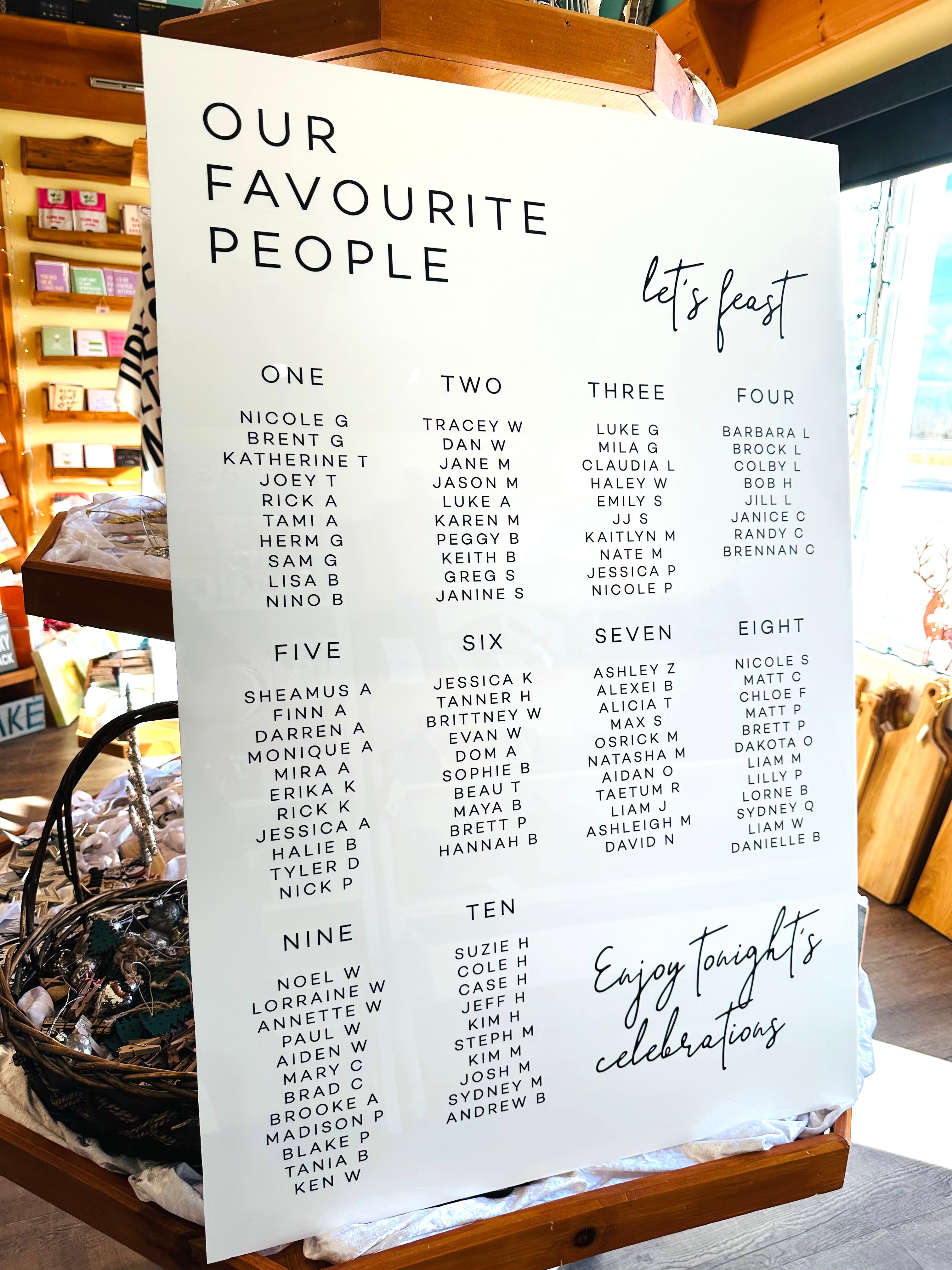 🍽️ “Let’s Feast” Modern Wedding Seating Chart – 24x36" Foamboard or Acrylic | Minimalist Design