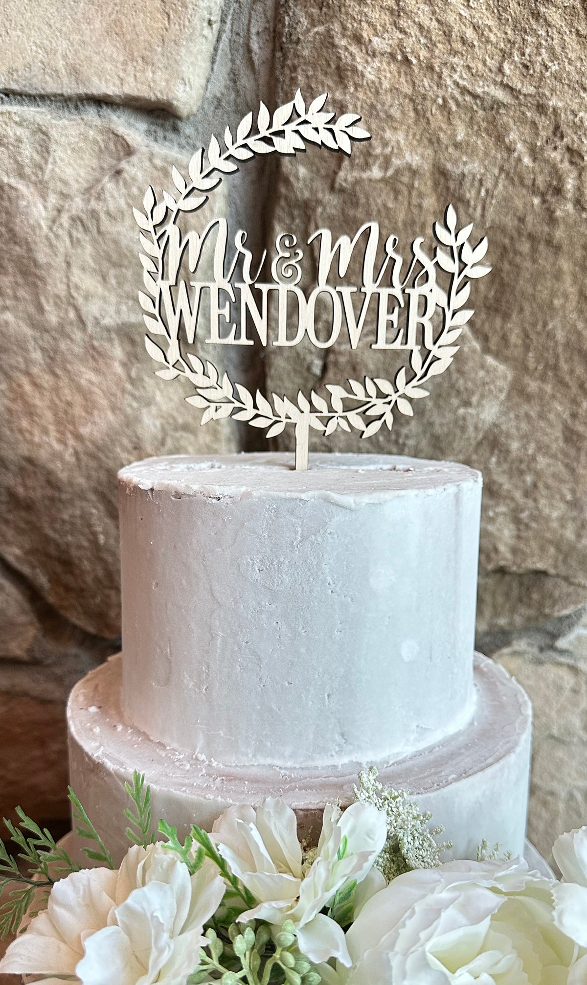 Mr & Mrs Wreath Caketop, Wedding Caketopper