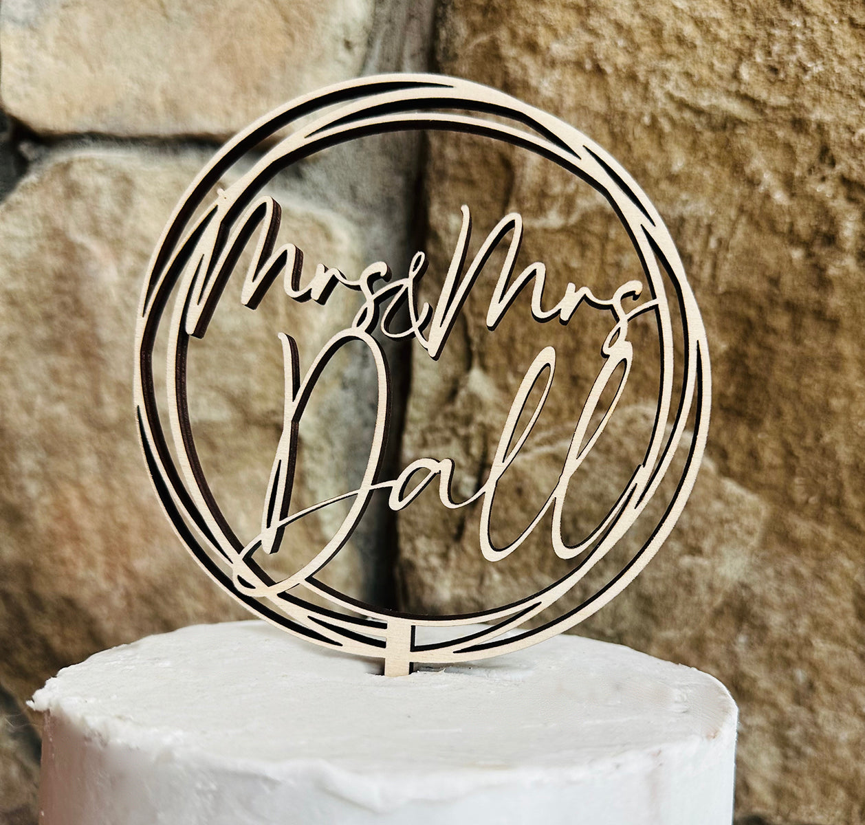 Circle Name Caketop, Wedding or Anniversary Caketopper