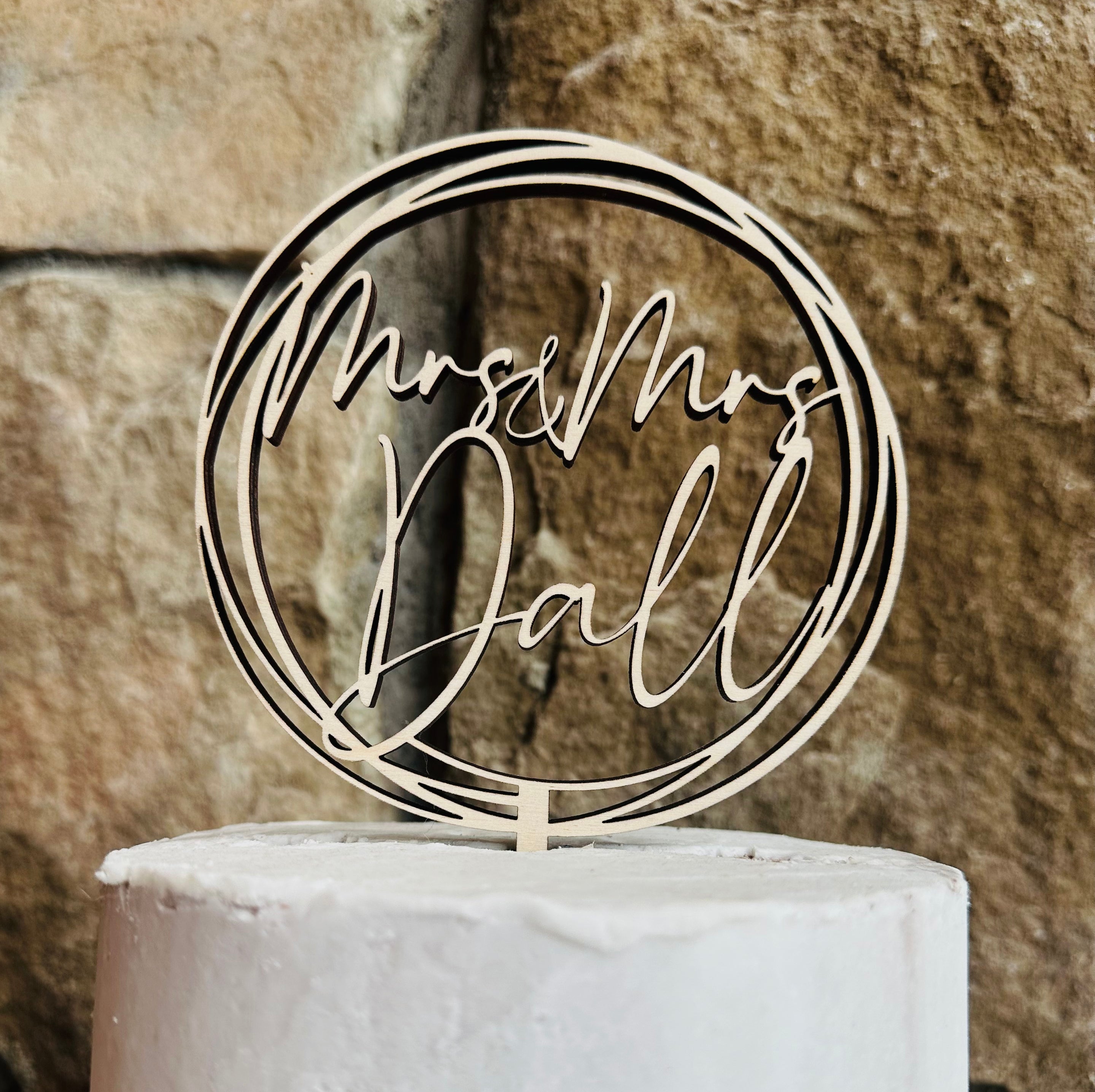 Circle Name Caketop, Wedding or Anniversary Caketopper