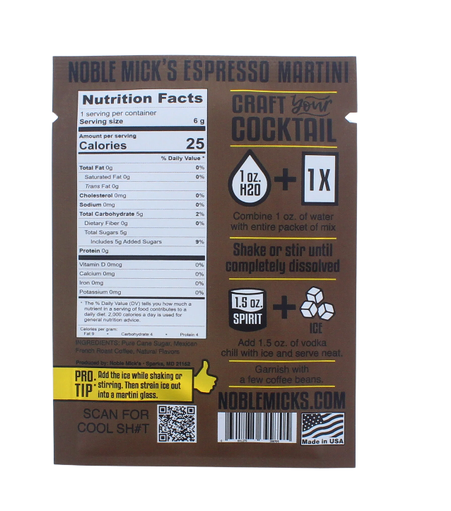 Noble Mick's Single Serve Craft Cocktail Packets