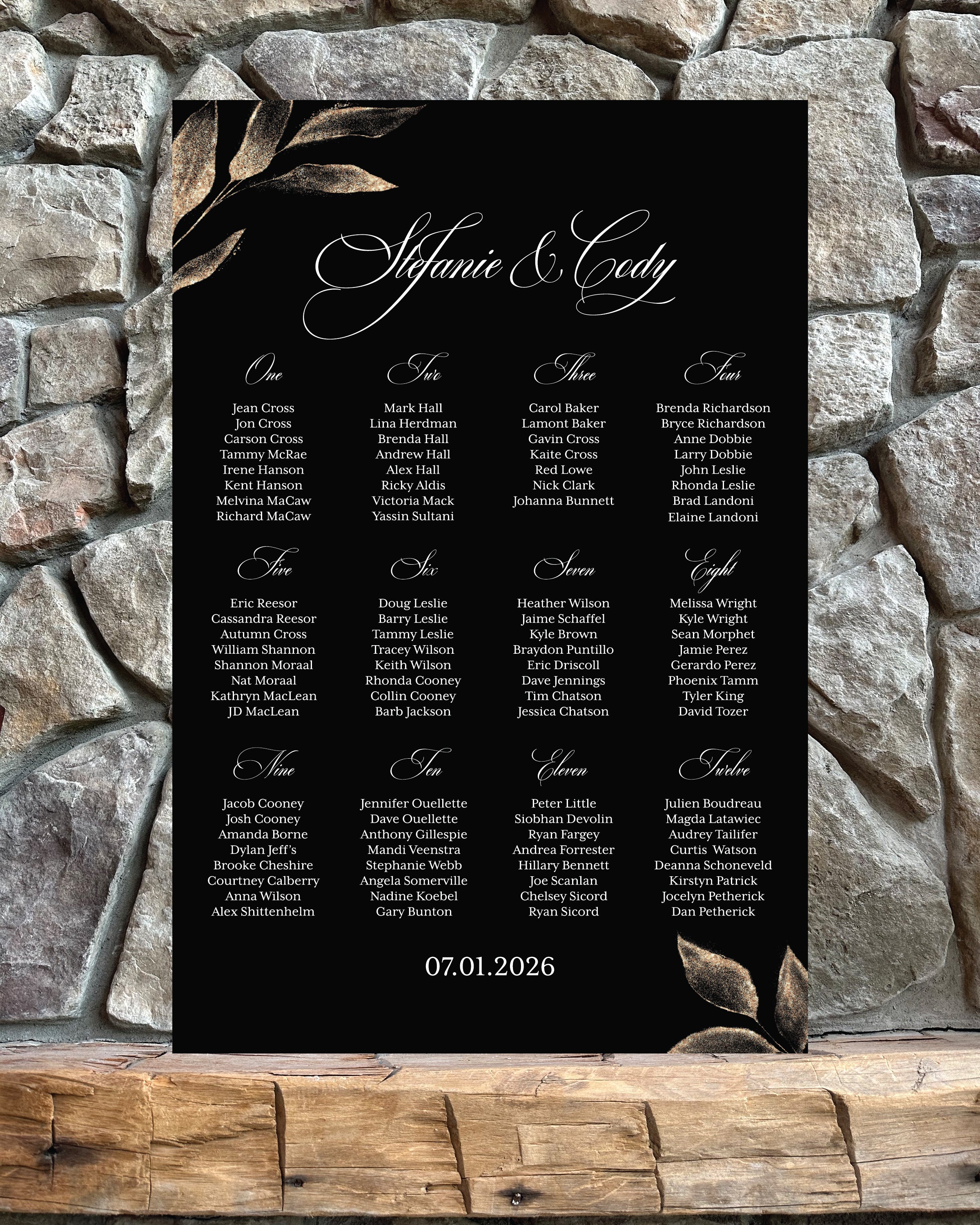 🖤 Elegant Black & Gold Wedding Seating Chart - Foam Board