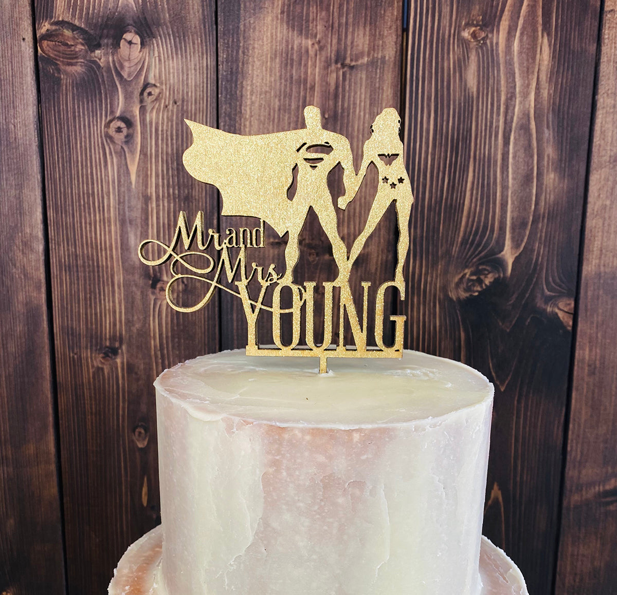 Superman & Wonder Woman Mr & Mrs Caketop, Wedding Caketopper