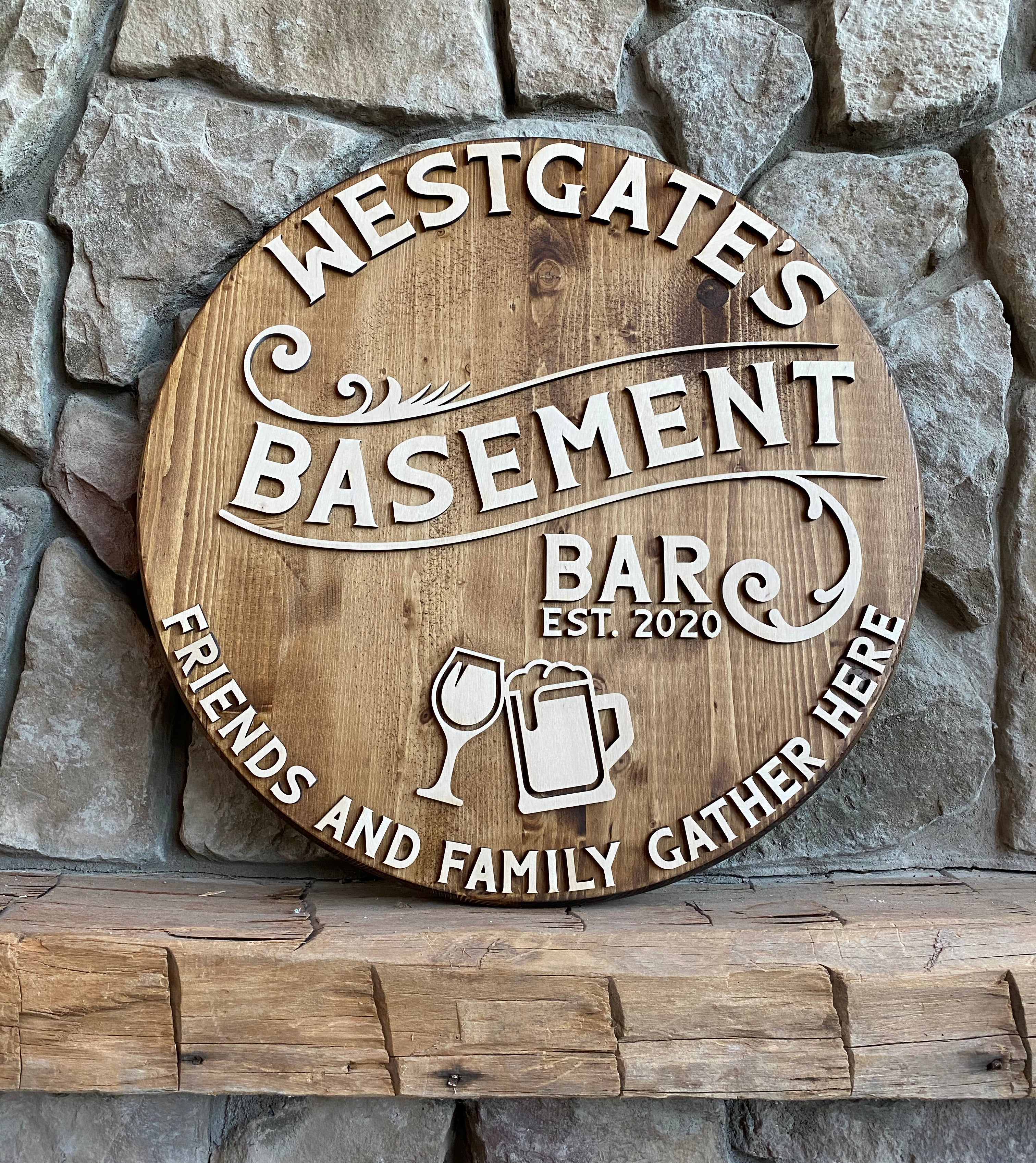 Basement Bar Round Sign