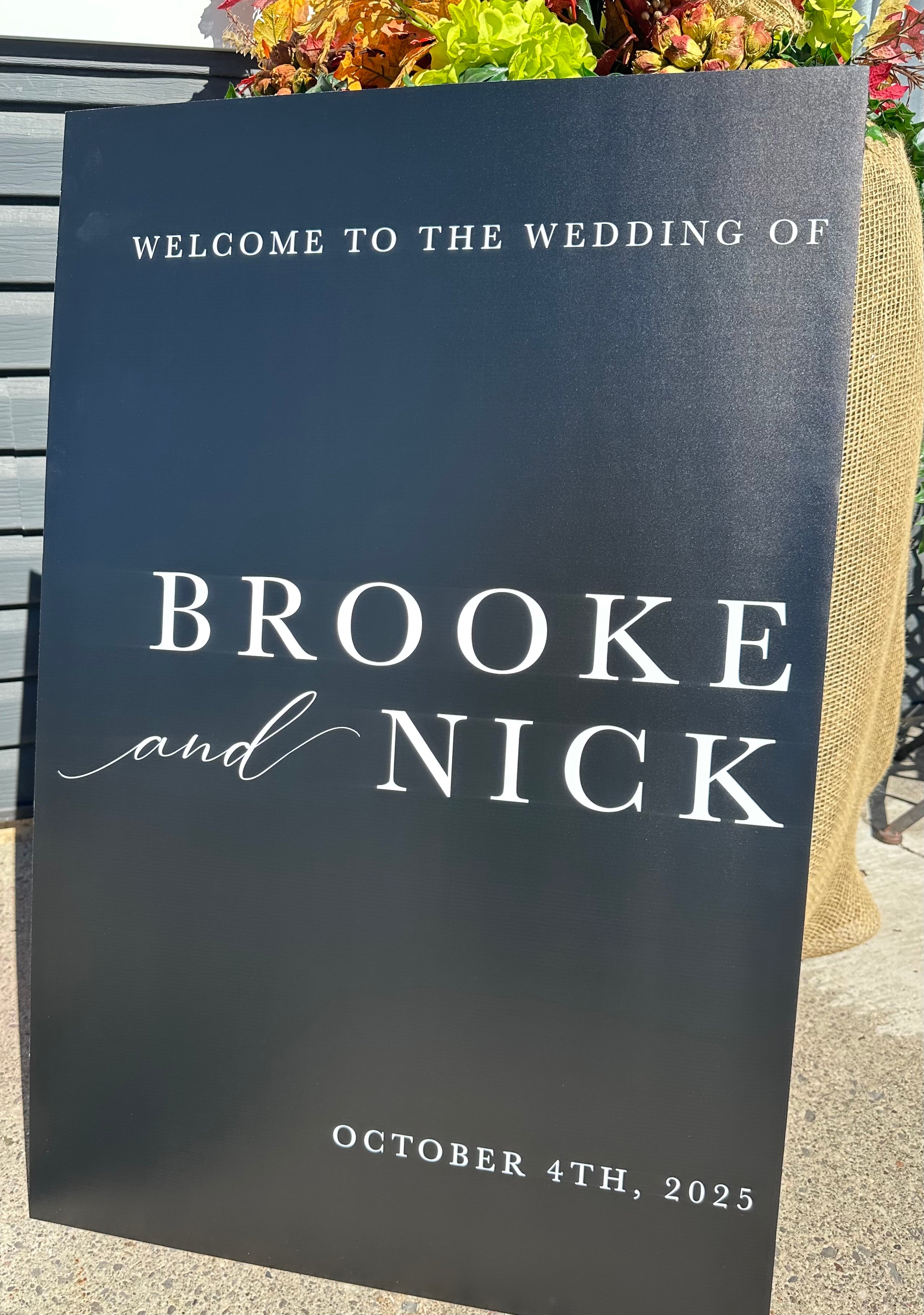 🖤 Brooke & Nick — Modern Black & White Wedding Welcome Sign