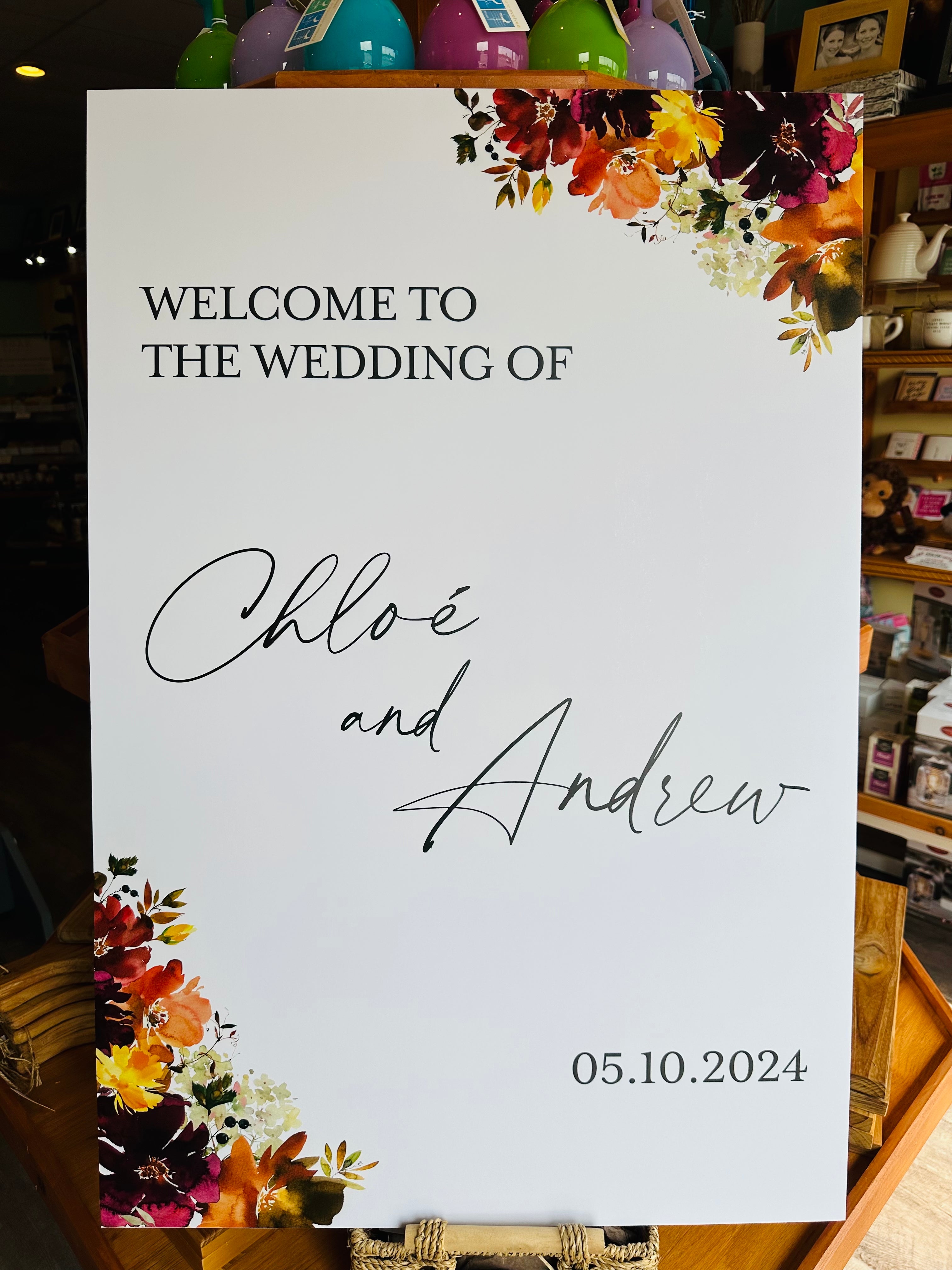 🌸 Chloé & Andrew — Floral Wedding Welcome Sign