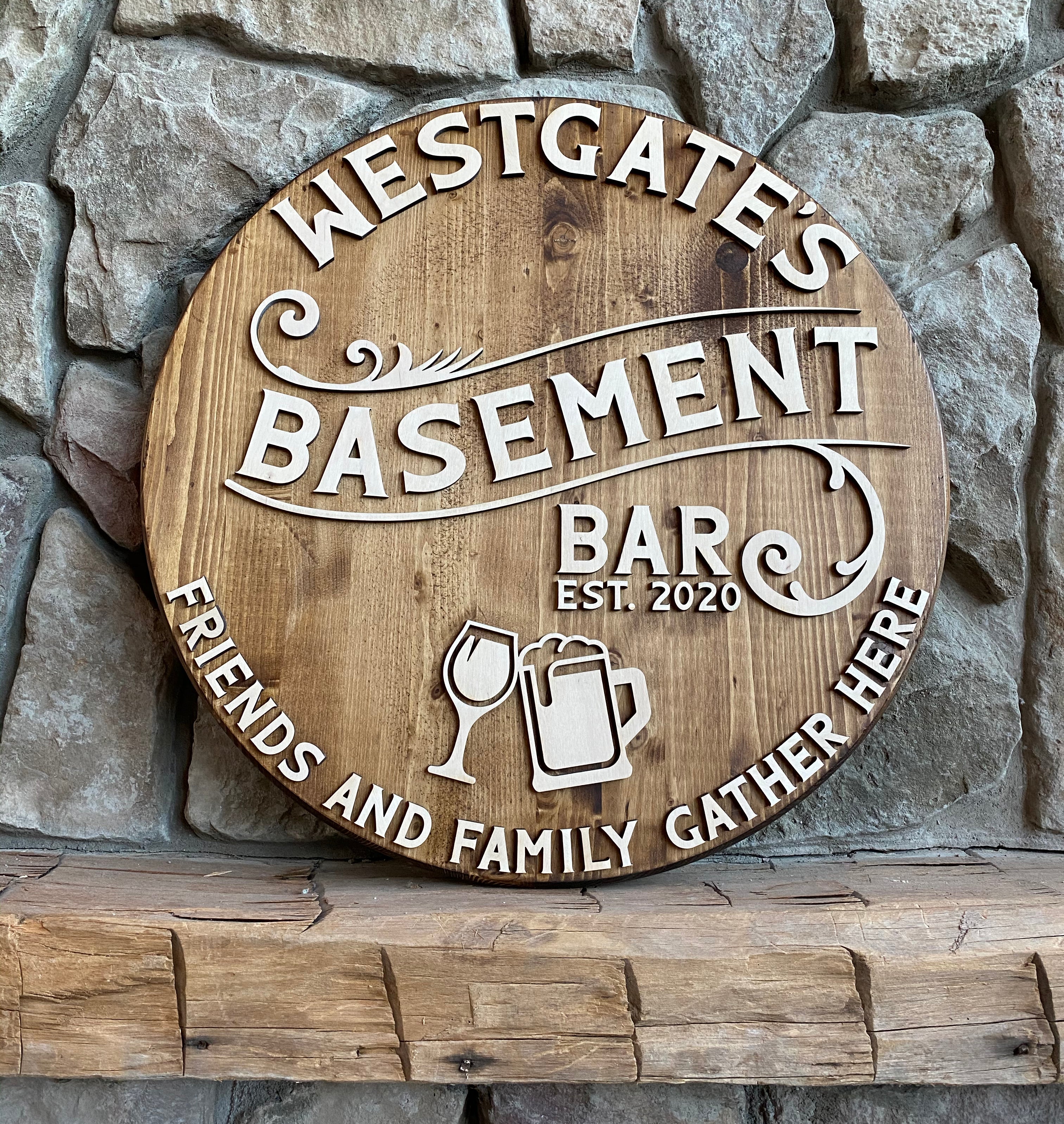Basement Bar Round Sign