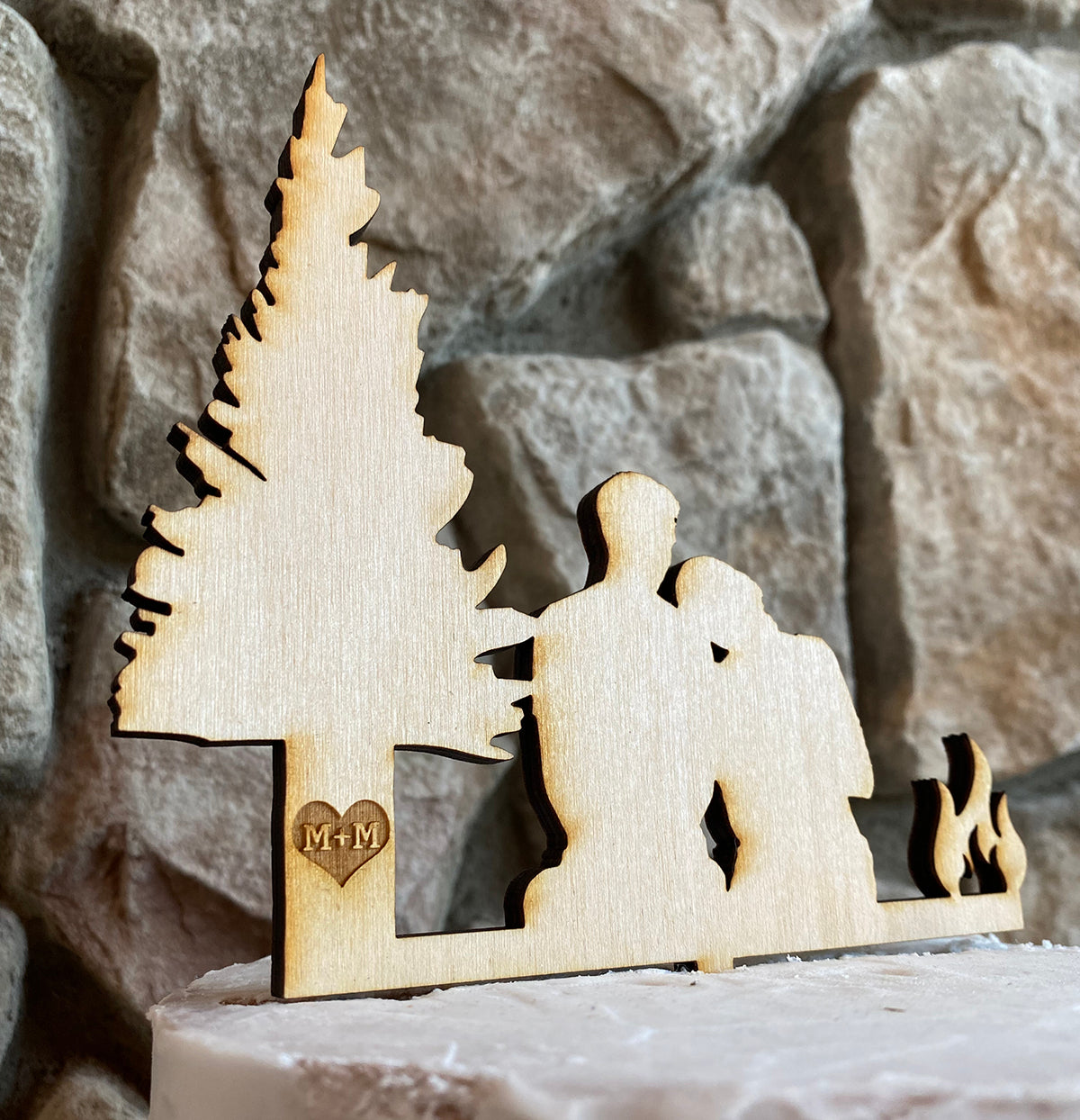By the Campfire Caketop, Wedding or Anniversary Caketopper
