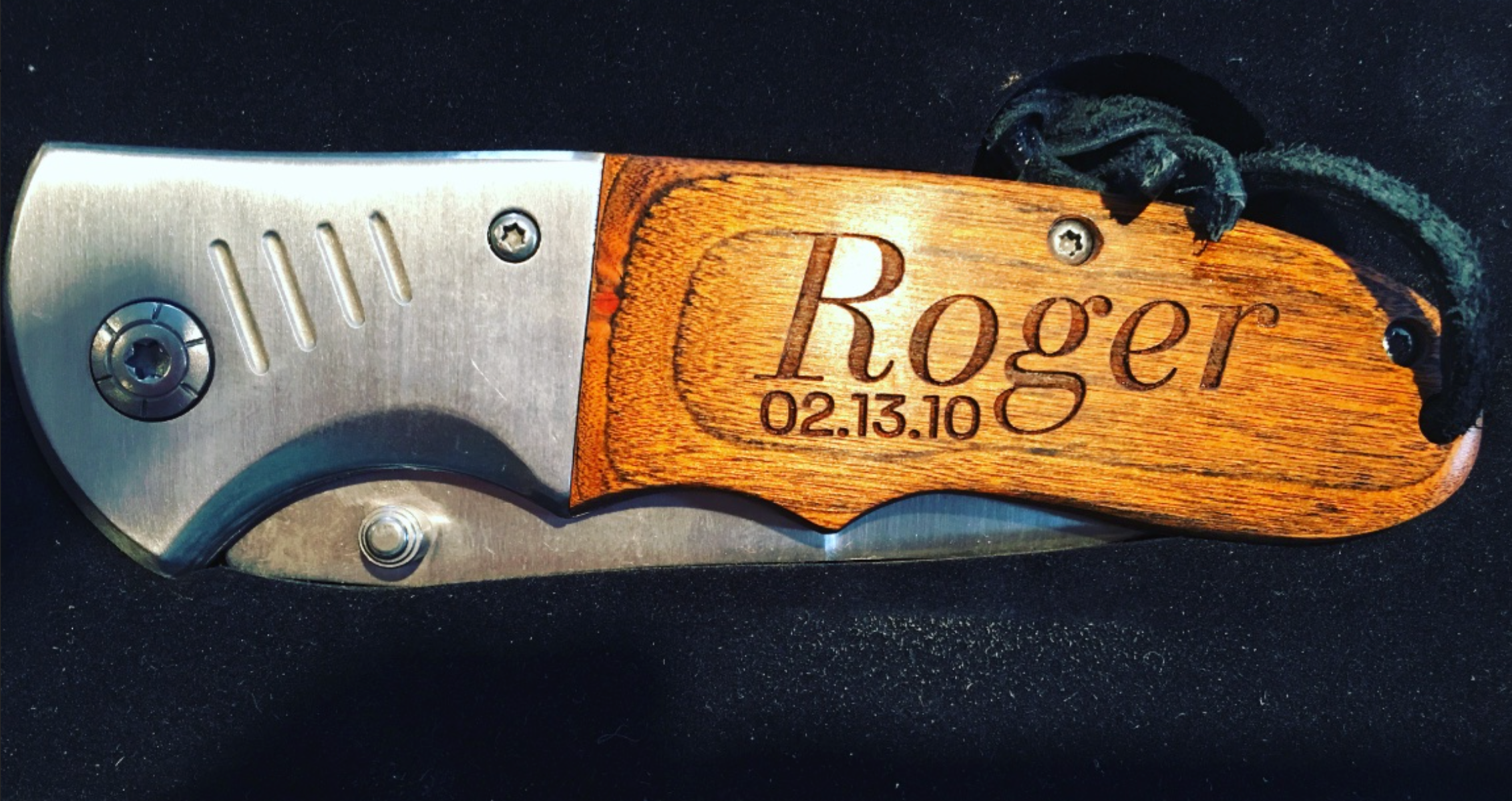 Engraved Folding Hunting Knife